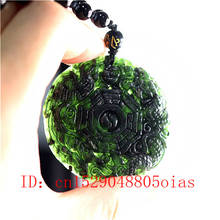 Pingente com contas de colar, preto verde, chinês pingente de jade dragon phoenix, joias com obsidiana esculpida, amuleto, presentes para mulheres e homens 2024 - compre barato