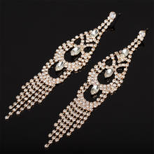 Long Tassel Drop Earrings for Women Crystal Rhinestone Big Hanging Dangle Earrings Bride Wedding Jewelry E444 2024 - buy cheap
