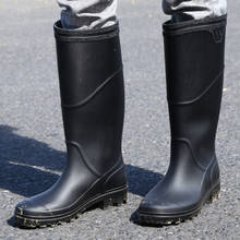 Botas de chuva masculinas, de borracha pvc e salto baixo, antiderrapante, cano médio, sapatos à prova d'água, para trabalho, botas de água 2024 - compre barato