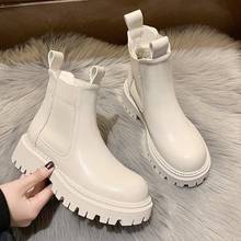 2021 New Chunky Boots Fashion Platform Women Ankle Female Sole Pouch Ankle Botas Mujer Round Toe Slip-On Botas Altas Mujer 2024 - buy cheap