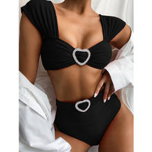 Bikini de cintura alta con realce para mujer, traje de baño de dos piezas con realce, cintura alta, estilo veraniego, 2021 2024 - compra barato