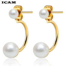 ICAM-Pendientes de perlas de imitación para Mujer, joyería sencilla, aretes Brincos, Pendientes de tuerca a la moda 2024 - compra barato