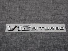 Fuente 3D cromada para Mercedes Benz, insignias de emblemas de guardabarros con letras BITURBO V12, AMG 2024 - compra barato