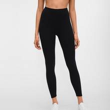 Preto calças de yoga macio nu-sentir tecidos material duplo respirável de secagem rápida mulheres cintura alta yoga leggings atlético fitness 2024 - compre barato