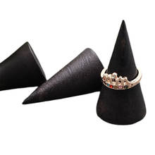 Soporte de anillo de madera Natural, Organizador en forma de cono para exhibición de Joyas, 2 unidades 2024 - compra barato