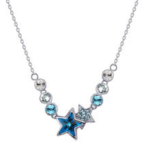 Cocom elegante estrela azul colar de corrente de pescoço feminino cristais da áustria moda feminina gargantilha colares festa jóias presente 2024 - compre barato