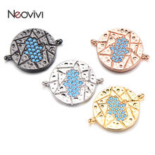 Neovivi Fatima Hand Charm Round Bead with Blue Cubic Zirconia Connector for Jewelry Making Accessories DIY Bracelets Handmade 2024 - buy cheap