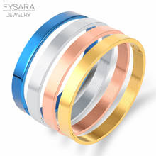 Fylara-Pulseras simples de acero inoxidable para hombre y mujer, brazaletes de alta calidad, Color oro rosa, hebilla plana lisa 2024 - compra barato