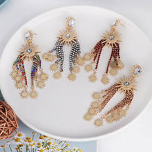 FASHIONSNOOPS New Statement Crystal Jewelry Brand Tassel Long Drop Earring For Women Gold Dangle Earrings Bijoux 2024 - buy cheap