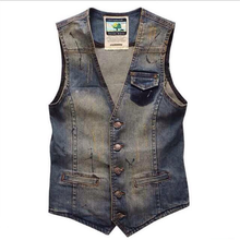 Plus Size Men's Denim Vest Brand Jeans Men Cowboy Vintage Casual Sleeveless Holes Personalized Cardigan Men Jacket&Overcoat 4XL 2024 - buy cheap