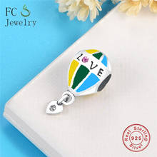 Fit Original  Charms Bracelet 925 Sterling Silver Enamel Colorful Hot Air Balloon LOVE Charm Bead Pink CZ Berloque 2024 - buy cheap