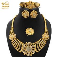 Jewelery Set Dubai Bridal Earrings For Women Indian Wedding Gold Plated Necklace Sets Luxury Earrings Necklace Rings Accessorie 2024 - buy cheap