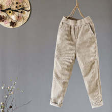 Vintage Casual Harem Pants Women's Corduroy Warm Pants Autumn Winter Elastic Waist Loose Ladies Trousers Pantalon Femme C6819 2024 - buy cheap