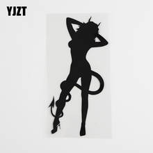 YJZT 7.4CMX15.3CM Sexy Devil Girl Horns And Tail Decal Vinyl Car Sticker Black/Silver 8A-0409 2024 - buy cheap