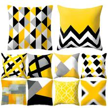 Fronhas decorativas de sofá, 45x45, nórdico, amarelo geométrico, capa de almofada, decoração de casa, almofadas 2024 - compre barato