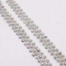 10Yards Beautiful Rhinestone Crystal Silver AB Sunflower Pendant Chain Wedding Necklace Decoration Costume Applique Trims Sewing 2024 - buy cheap