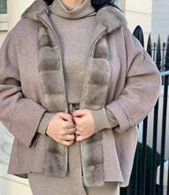Arlenesain zip fecho de correr dupla cashmere jaqueta caracterizada por vison xale pescoço que cria um efeito lenço envolvente 2024 - compre barato