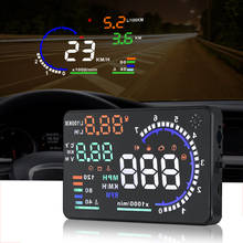 Универсальный A8 Автомобильный HUD Дисплей с индикатором скорости OBDII Предупреждение расход топлива для лобового стекла Автомобильная сигнализация 2024 - купить недорого