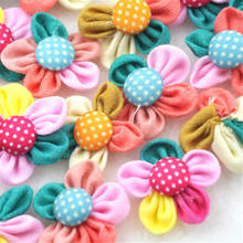 10 pcs Chiffon Ribbon Bows Flowers /Dot Button Appliques Doll Bulk Lots DIY Craft  A291 2024 - buy cheap
