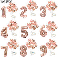 Розовое золото YORIWOO, 1, 2, 3, 4, 5, 6, 7, 8, 9, фольга, фотошар на день рождения, украшения на 1-й день рождения, детский праздник для будущей мамы 2024 - купить недорого