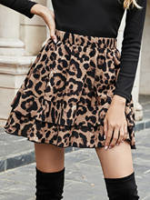 Женская короткая юбка с оборками, короткая юбка с высокой талией и леопардовым принтом, в стиле Харадзюку, 2021 2024 - купить недорого