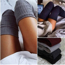 1 Pair Solid Colors Knitted Sexy Stocking Women Warm Thigh High Over The Knee Socks Fashion Ladies Stockings NQ951395 2024 - buy cheap