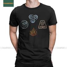 Мужские футболки The Four Ele men ts Avatar Symbols Аватар Последний Airbender Уникальные футболки из чистого хлопка с коротким рукавом Aang Yip футболки 2024 - купить недорого