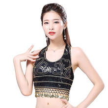 New Women Belly Dance Clothes Sleeveless Halter Costume Accessories Paillettes Sequins Fringes Top Bra Free Size 2024 - buy cheap