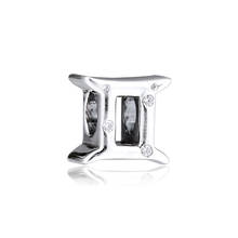Ckk gemini zodiac encantos 925 original ajuste pandora pulseira de prata esterlina charme contas para fazer jóias kralen berloque 2024 - compre barato