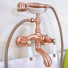 Antique Red Copper Bathroom Faucet Mixer Tap Wall Mounted Hand Held Shower Head Kit Shower Faucet Sets zna310 2024 - buy cheap