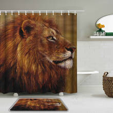 Animals Shower Curtain Set Bathroom Decor Toilet Non-Slip Bath Mat Rug Sets Waterproof Lion tiger leopard Bath Curtain With Hook 2024 - buy cheap