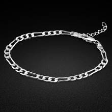 Pulsera de plata de ley 925 para mujer, cadena cubana original y sencilla de 17 + 3CM de longitud, joyería de estilo OL, Bisutería 2024 - compra barato