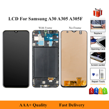 ЖК-дисплей 6,4 дюйма для Samsung galaxy A30 2019 A305 A305F/DS A305F A305FD A305A, сенсорный экран с дигитайзером в сборе и рамкой 2024 - купить недорого