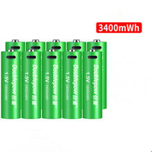 Batería de litio recargable por USB, pila AA de 1,5 V, 3400mWh, carga rápida a través de cable Micro USB, 10 unids/lote, nueva 2024 - compra barato