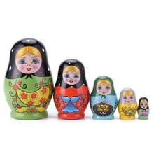 Muñecas de anidación pintadas de Color, muñecas Matryoshka rusas hechas a mano, juguetes de anidación pintados, decoración del hogar, regalos de adorno, 1 Juego 2024 - compra barato