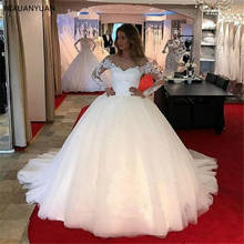 2021 Дешевое кружевное свадебное платье с длинным рукавом, бальное платье невесты, профессиональное индивидуальное платье для свадьбы 2024 - купить недорого