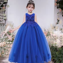 Plbbfz formal vestido de dama de honra princesa flor do baile crianças vestidos para meninas vestido de baile noite festa de casamento 2024 - compre barato