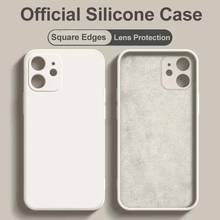 Funda de silicona líquida cuadrada Original para Iphone, carcasa protectora a prueba de golpes para Iphone 13, 11, 12 Pro, XS, Max, X, XR, 7, 8 Plus 2024 - compra barato