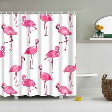 Newhot flamingo cortina de chuveiro lavável banho decoração poliéster tecido poliéster bonito animal impressão cortina do banheiro 2024 - compre barato