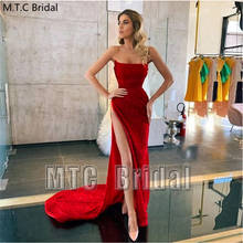 Sexy Glitter Red Long Prom Dresses With High Slit Strapless Plus Size Formal Gowns Charming Women Wedding Party Dress Customize 2024 - buy cheap