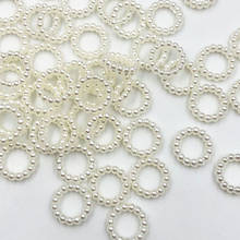 100 unidades/pacote 10mm branco/bege oco forma circular ofício abs resina flatback meia redonda pérolas flatback scrapbook grânulos para diy 2024 - compre barato