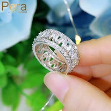 Pera Brand Jewelry Design Baguette CZ Crystal Wide Round Engagement Rings for Women Fashion Finger Accessories Wedding Band R146 2024 - buy cheap