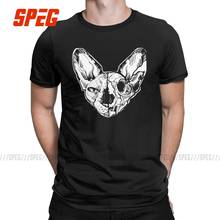 Men's Sphynx Skull T Shirt Cat 100% Cotton Clothes Novelty Short Sleeve Crew Neck Tees Birthday Present T-Shirts 2024 - buy cheap