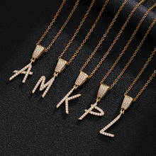 Zircon Initial Letter Name Necklace Gold color 26 Alphabet Pendants Stainless Steel Chain Jewelry For Women Girls Gifts 2024 - buy cheap