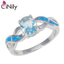 CiNily Created Blue Fire Opal Blue Zirconia Silver Plated Wholesale NEW for Women Jewelry Engagement Ring Size 8-9 OJ9433 2024 - buy cheap