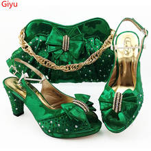 Doershow-Conjunto de bolsos y zapatos italianos para fiesta nigeriana, bolsas y zapatos a juego, color verde, SBZ1-11 2024 - compra barato