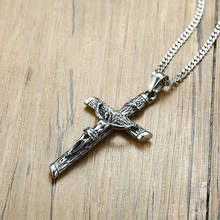Colgante de acero inoxidable con forma de cruz para hombre, colgante con forma de cruz de crisol antiguo, joyería Punk para hombre, regalo de bautizo de Jesús 2024 - compra barato