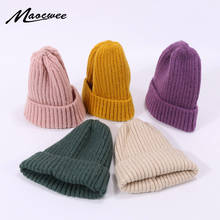 Kids Winter Solid Color Wool Knit Beanie Children Fashion Casual Hat Warm Boy Girl Soft Thicken Hedging Cap Slouchy Bonnet Ski 2024 - buy cheap