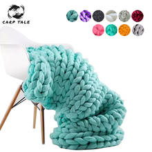 127*152cm Fashion Hand Chunky Wool Knitted Blanket Thick Yarn Merino Wool Bulky Knitting Throw Blankets Chunky Knit Blanket 2024 - buy cheap