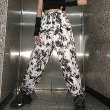 Summer Korea Harajuku streetwear hip-hop tie-dye gradient beam pants women fashion vintage loose high waist casual women pants 2024 - buy cheap